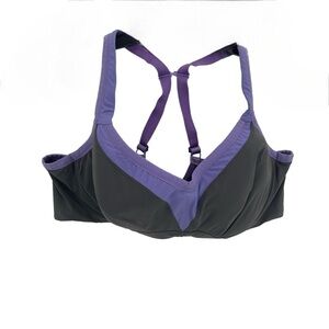 Torrid Womans Active Sports Bra Plus Size 46C gray  Purple Racerback Underwire